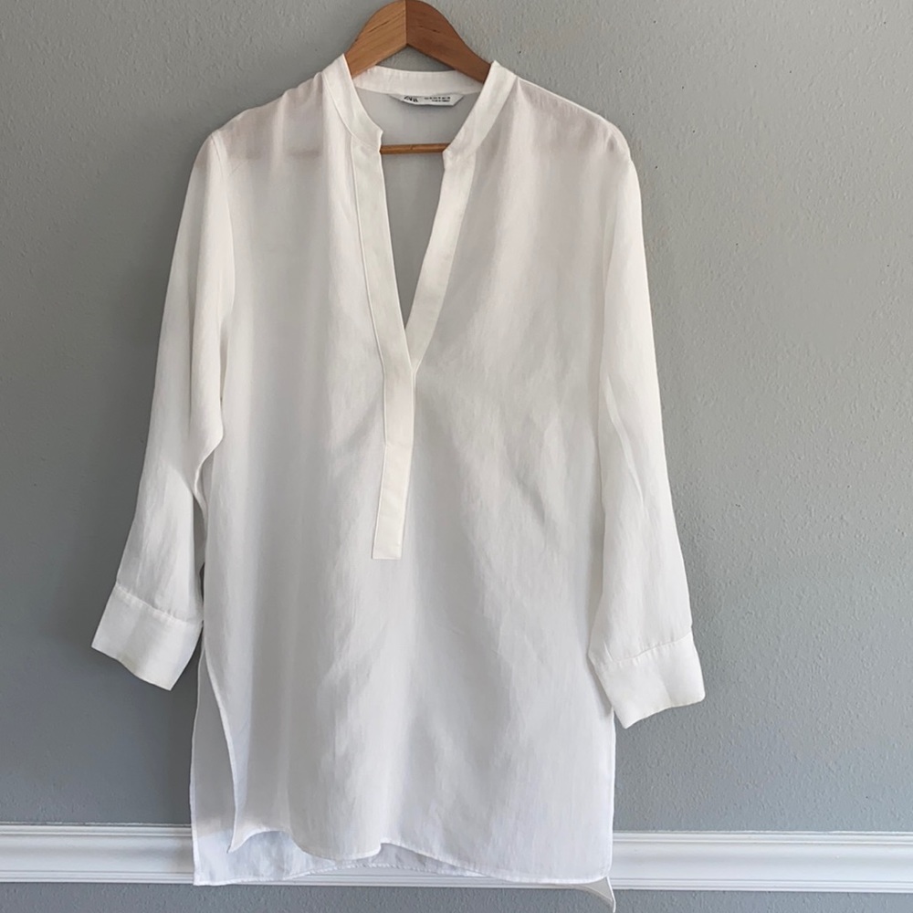 Zara White Tunic Top